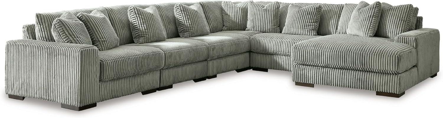 imageSignature Design by Ashley Lindyn Casual Anti Sag 3Piece Sectional with Double Chaise Reversible Cushions and 5 Accent Pillows GrayGrey