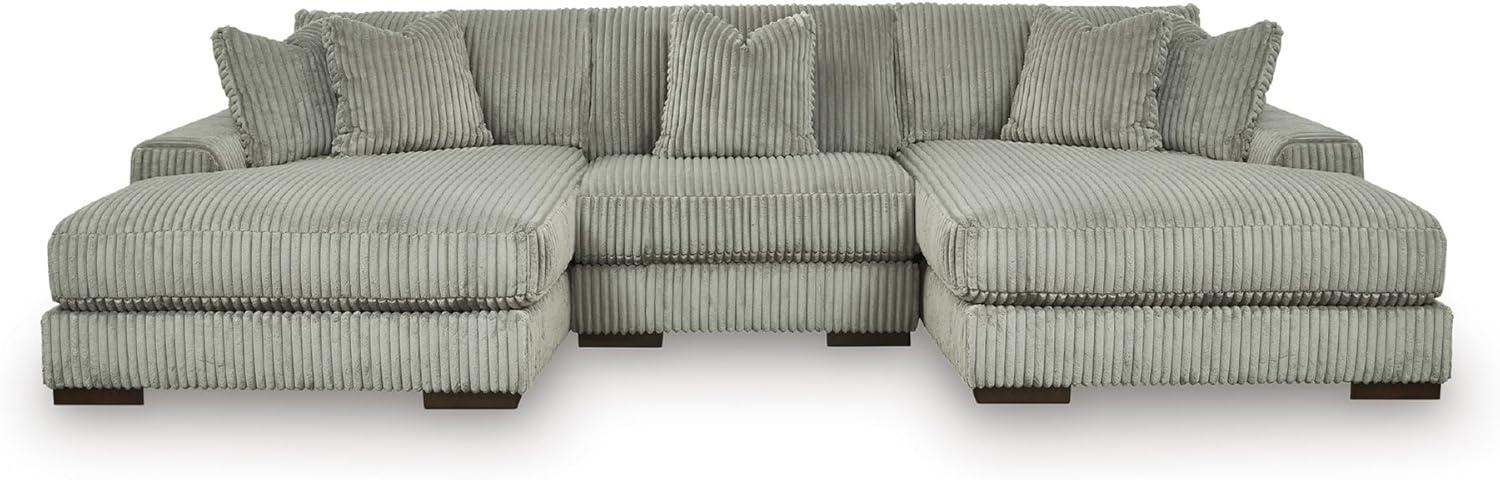imageSignature Design by Ashley Lindyn Casual Anti Sag 3Piece Sectional with Double Chaise Reversible Cushions and 5 Accent Pillows GrayGrey
