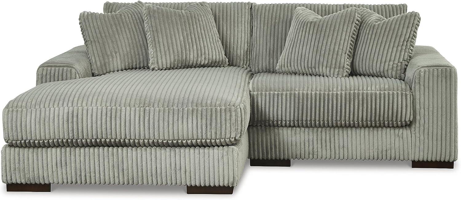 imageSignature Design by Ashley Lindyn Casual Anti Sag 3Piece Sectional with Double Chaise Reversible Cushions and 5 Accent Pillows GrayGrey