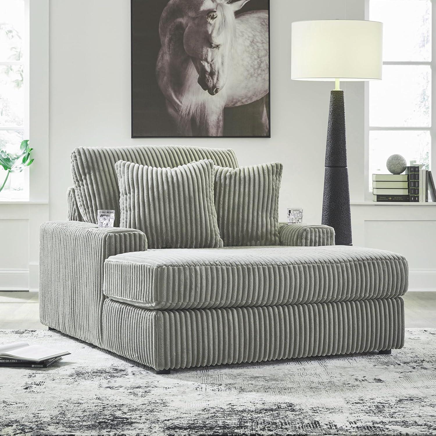 imageSignature Design by Ashley Lindyn Casual Anti Sag 3Piece Sectional with Double Chaise Reversible Cushions and 5 Accent Pillows GrayGrey