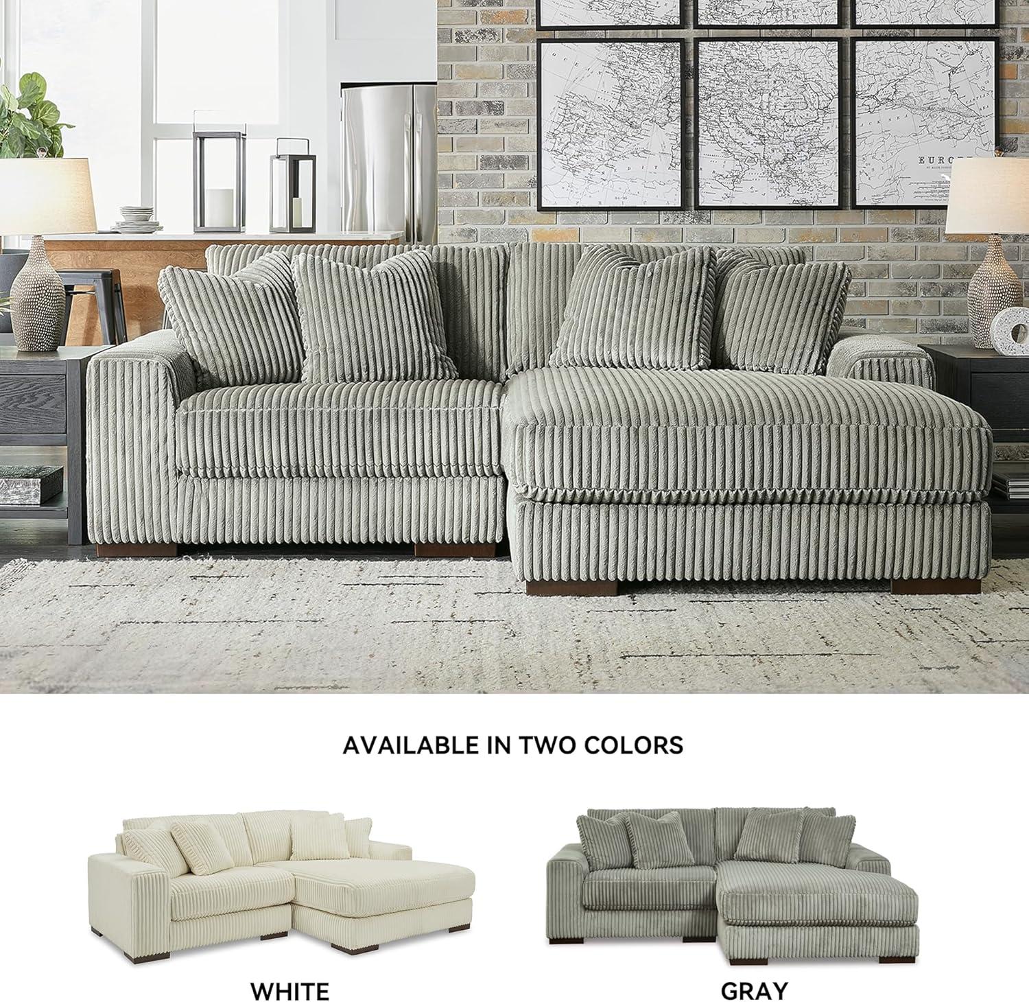 imageSignature Design by Ashley Lindyn Casual Anti Sag 3Piece Sectional with Double Chaise Reversible Cushions and 5 Accent Pillows GrayGrey