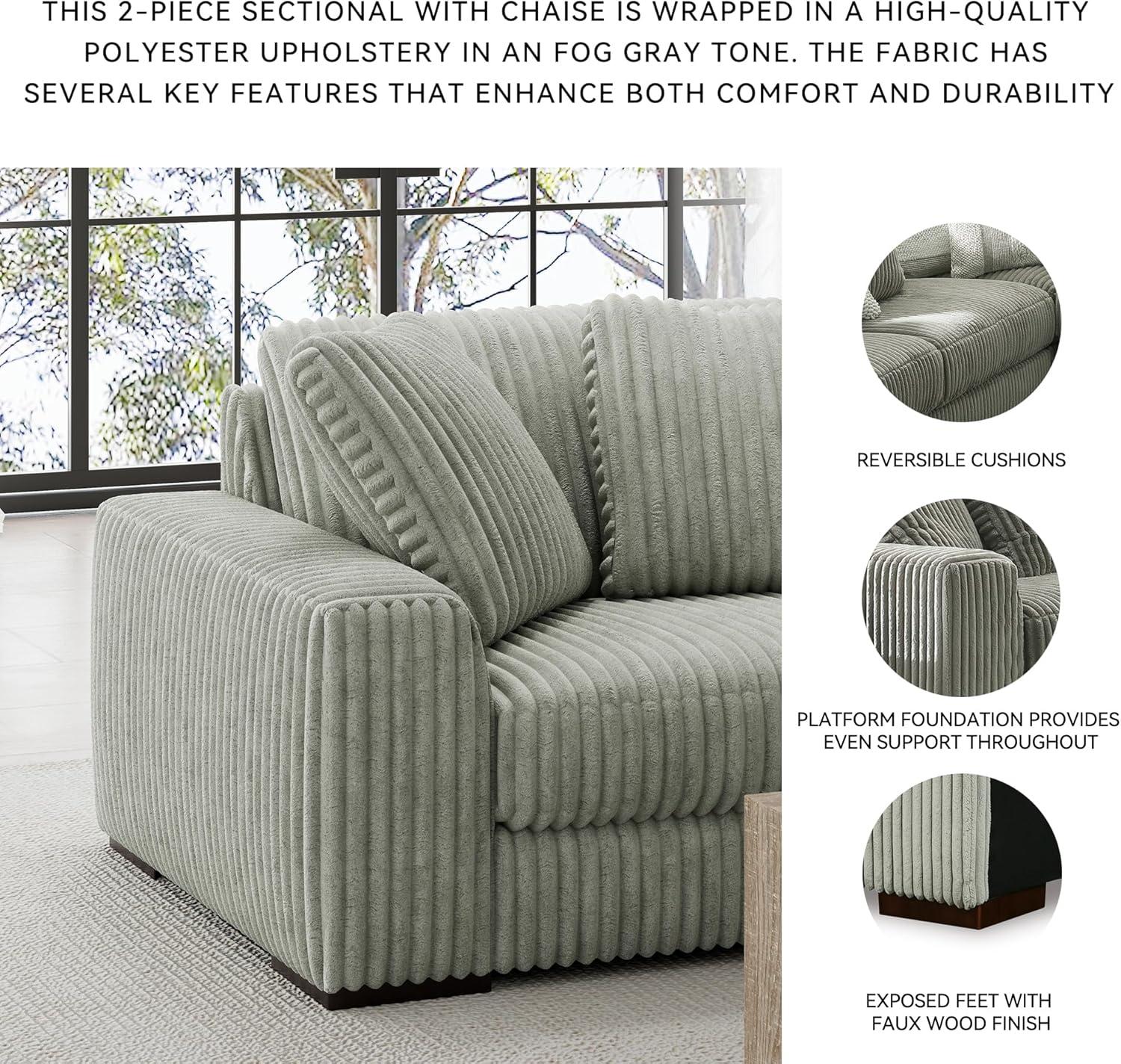 imageSignature Design by Ashley Lindyn Casual Anti Sag 3Piece Sectional with Double Chaise Reversible Cushions and 5 Accent Pillows GrayGrey