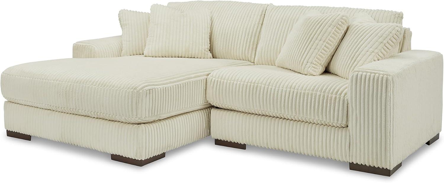 imageSignature Design by Ashley Lindyn Casual Anti Sag 3Piece Sectional with Double Chaise Reversible Cushions and 5 Accent Pillows GrayWhite
