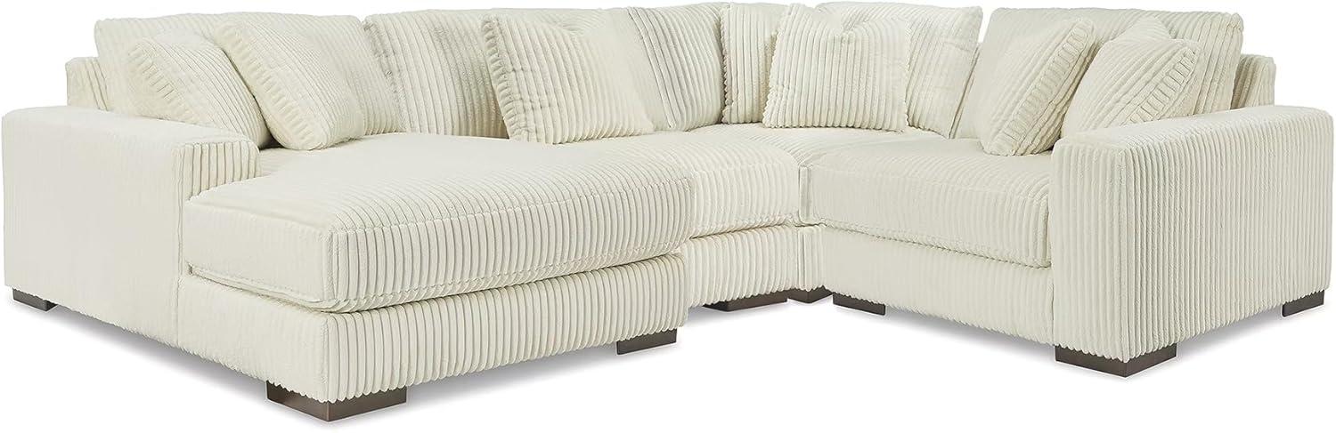 imageSignature Design by Ashley Lindyn Casual Anti Sag 3Piece Sectional with Double Chaise Reversible Cushions and 5 Accent Pillows GrayWhite