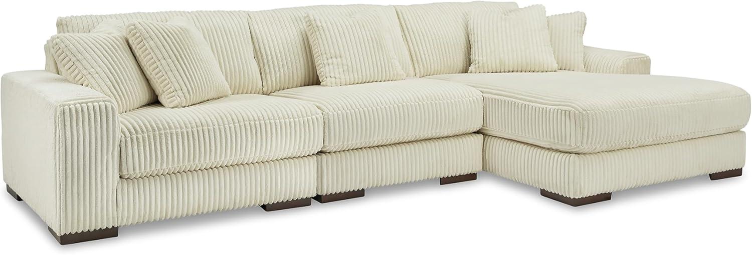 imageSignature Design by Ashley Lindyn Casual Anti Sag 3Piece Sectional with Double Chaise Reversible Cushions and 5 Accent Pillows GrayWhite