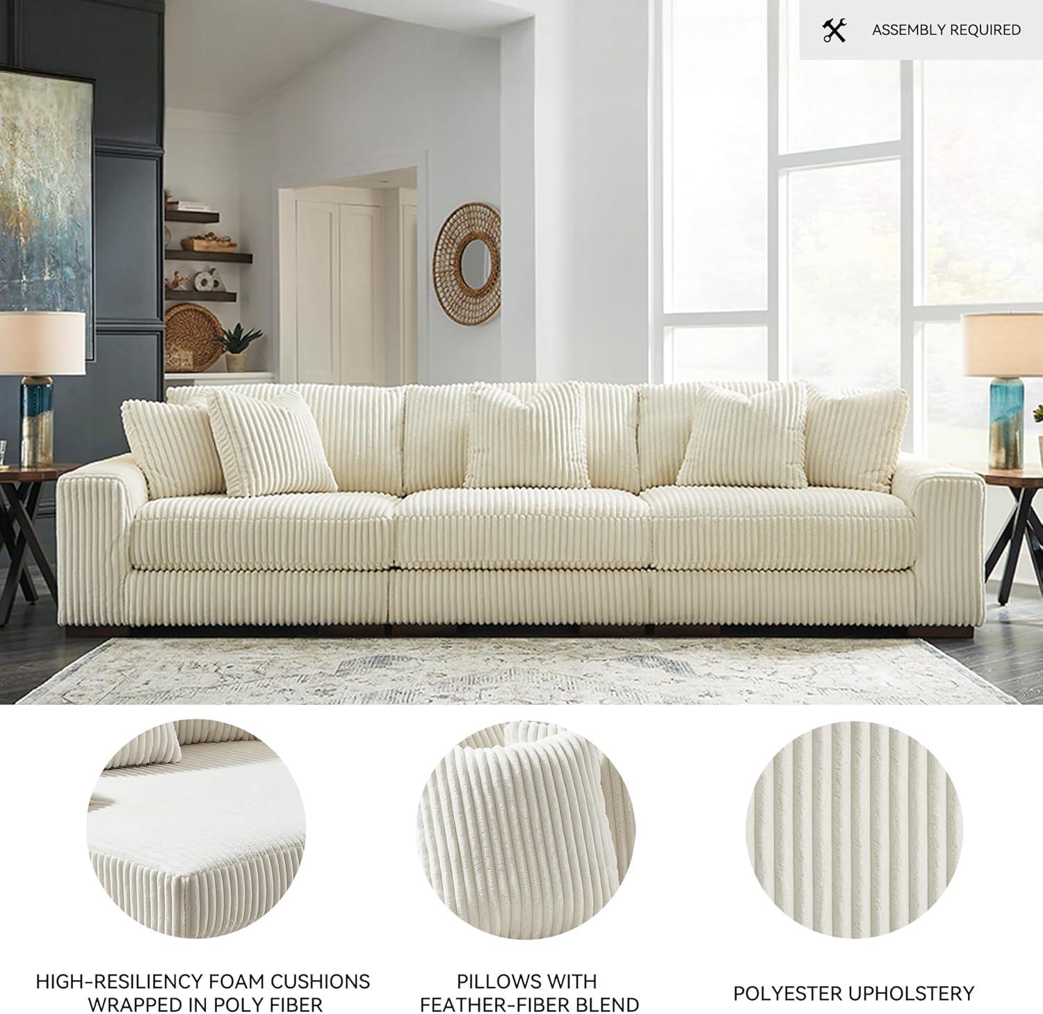 imageSignature Design by Ashley Lindyn Casual Anti Sag 3Piece Sectional with Double Chaise Reversible Cushions and 5 Accent Pillows GrayWhite