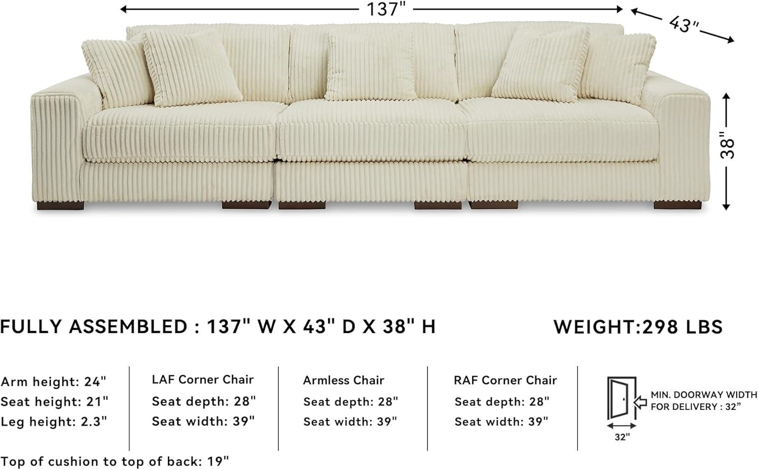 imageSignature Design by Ashley Lindyn Casual Anti Sag 3Piece Sectional with Double Chaise Reversible Cushions and 5 Accent Pillows GrayWhite