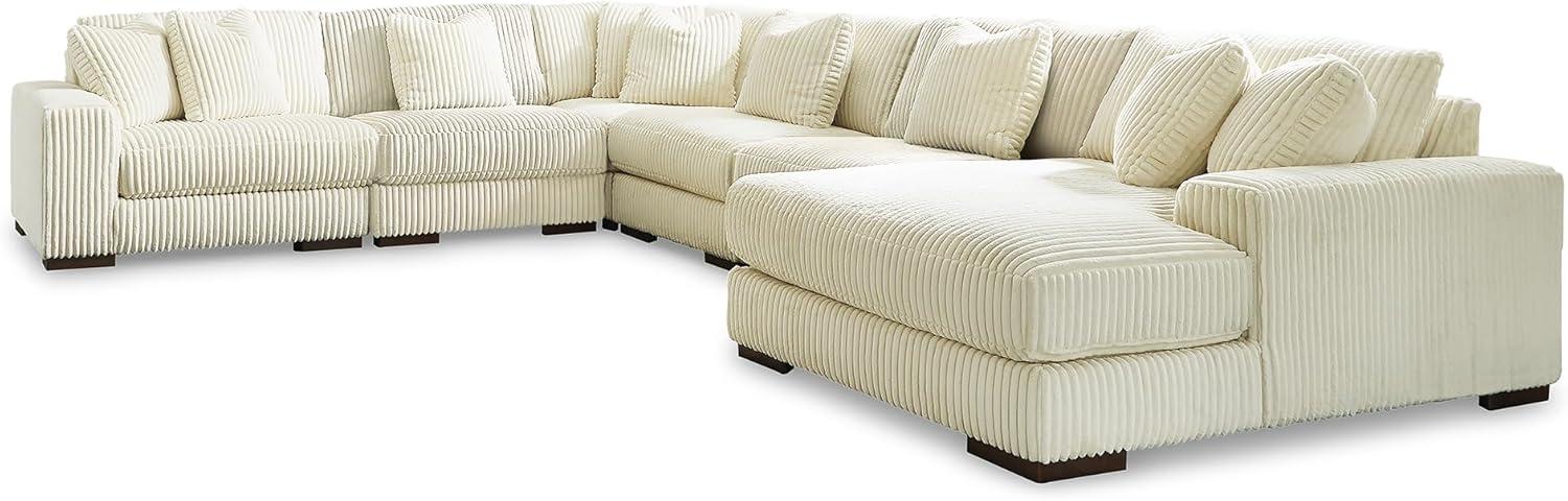 imageSignature Design by Ashley Lindyn Casual Anti Sag 3Piece Sectional with Double Chaise Reversible Cushions and 5 Accent Pillows GrayWhite