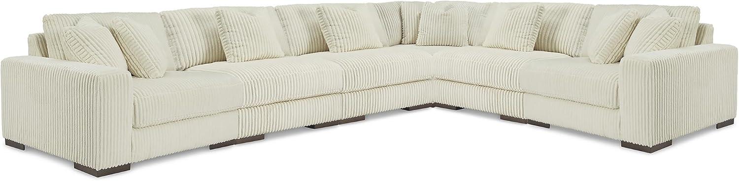 imageSignature Design by Ashley Lindyn Casual Anti Sag 3Piece Sectional with Double Chaise Reversible Cushions and 5 Accent Pillows GrayWhite
