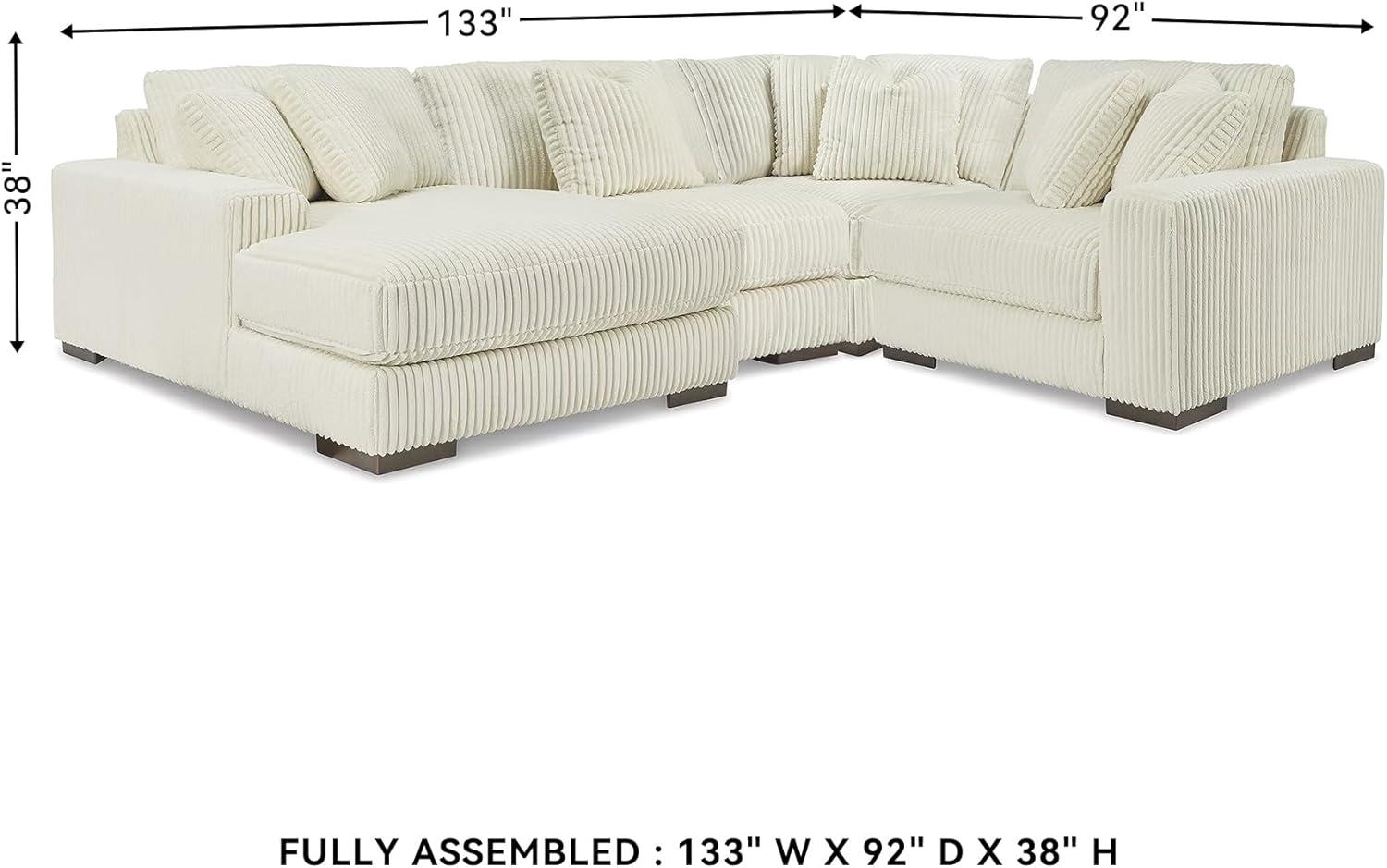 imageSignature Design by Ashley Lindyn Casual Anti Sag 3Piece Sectional with Double Chaise Reversible Cushions and 5 Accent Pillows GrayWhite