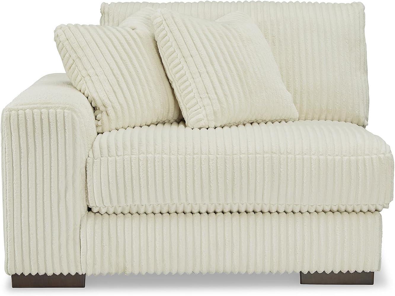 imageSignature Design by Ashley Lindyn Casual Anti Sag 3Piece Sectional with Double Chaise Reversible Cushions and 5 Accent Pillows GrayWhite