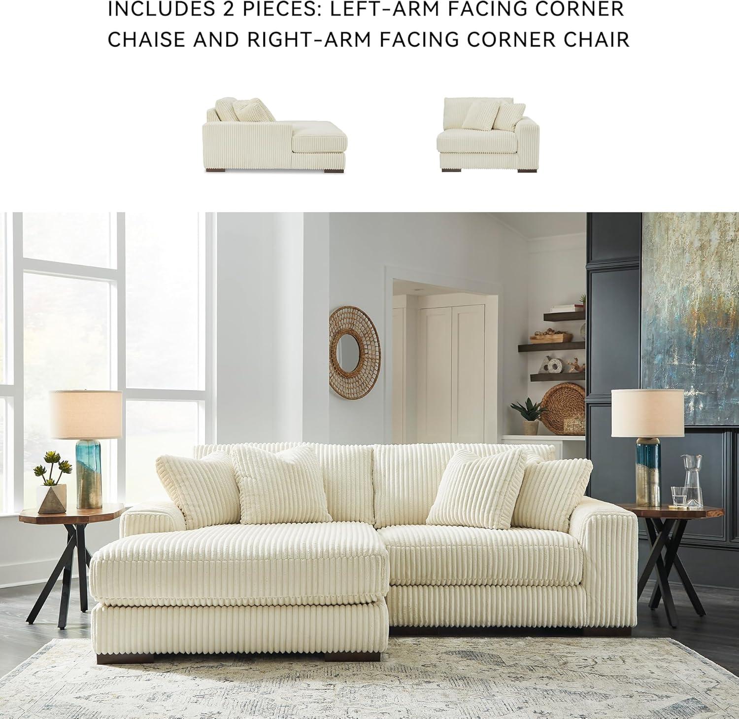 imageSignature Design by Ashley Lindyn Casual Anti Sag 3Piece Sectional with Double Chaise Reversible Cushions and 5 Accent Pillows GrayWhite