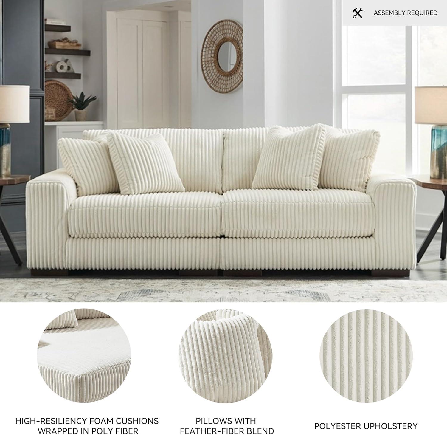 imageSignature Design by Ashley Lindyn Casual Anti Sag 3Piece Sectional with Double Chaise Reversible Cushions and 5 Accent Pillows GrayWhite