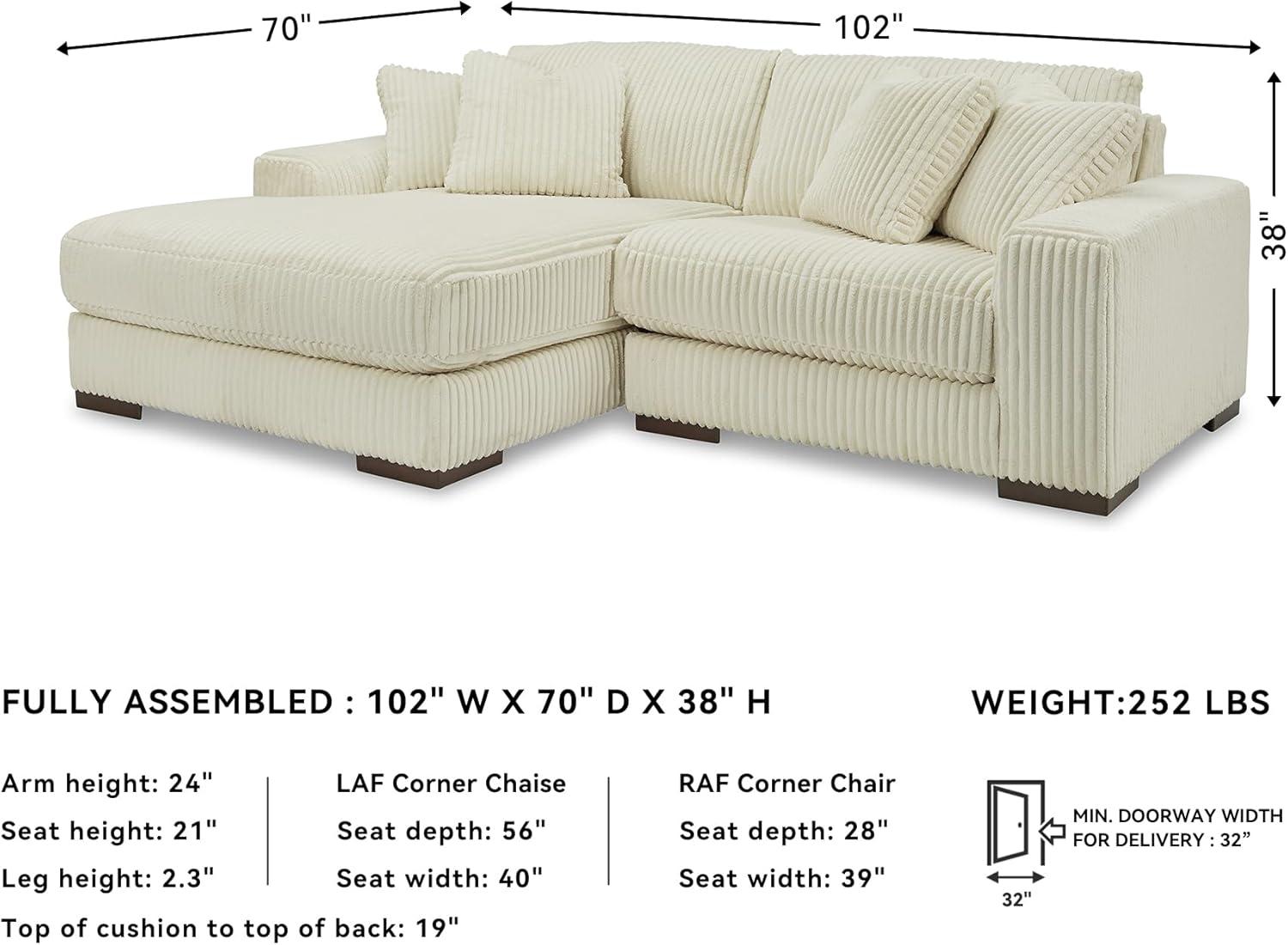 imageSignature Design by Ashley Lindyn Casual Anti Sag 3Piece Sectional with Double Chaise Reversible Cushions and 5 Accent Pillows GrayWhite