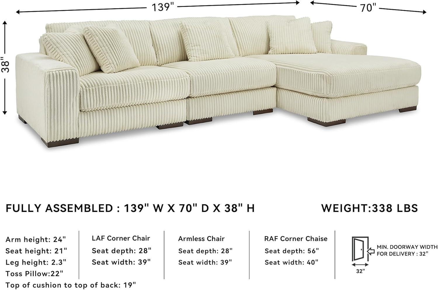 imageSignature Design by Ashley Lindyn Casual Anti Sag 3Piece Sectional with Double Chaise Reversible Cushions and 5 Accent Pillows GrayWhite