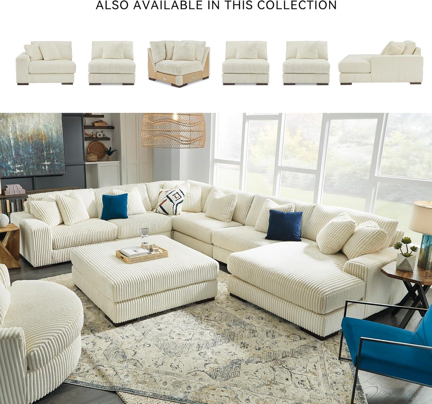 imageSignature Design by Ashley Lindyn Casual Anti Sag 3Piece Sectional with Double Chaise Reversible Cushions and 5 Accent Pillows GrayWhite