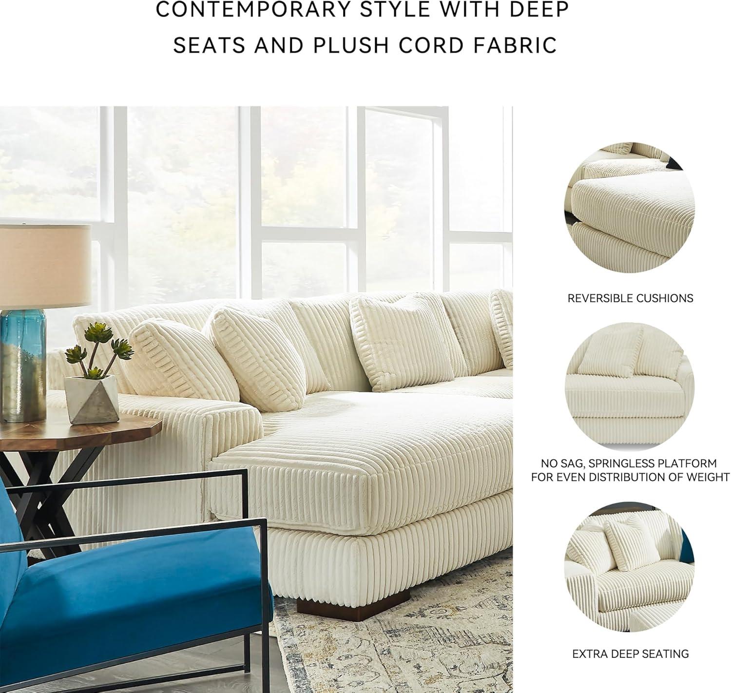 imageSignature Design by Ashley Lindyn Casual Anti Sag 3Piece Sectional with Double Chaise Reversible Cushions and 5 Accent Pillows GrayWhite