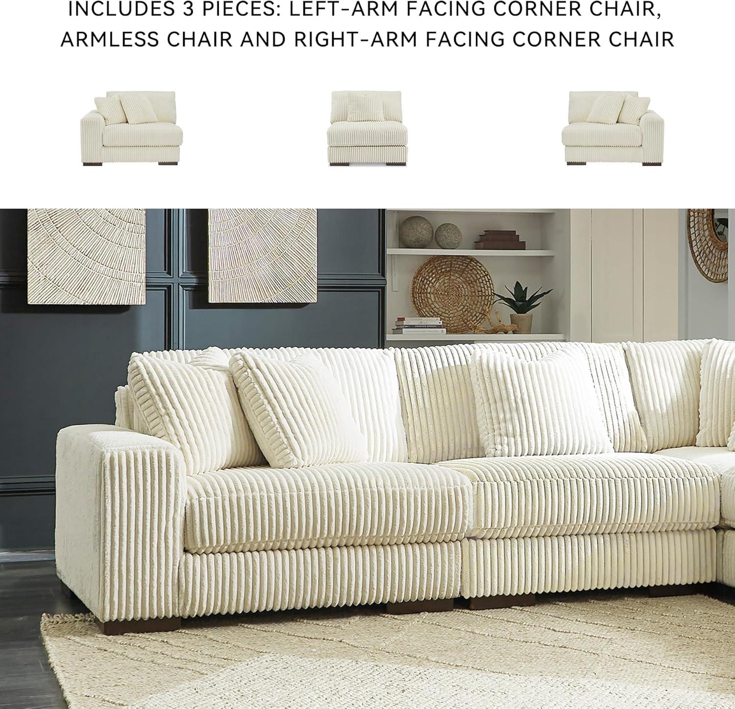 imageSignature Design by Ashley Lindyn Casual Anti Sag 3Piece Sectional with Double Chaise Reversible Cushions and 5 Accent Pillows GrayWhite