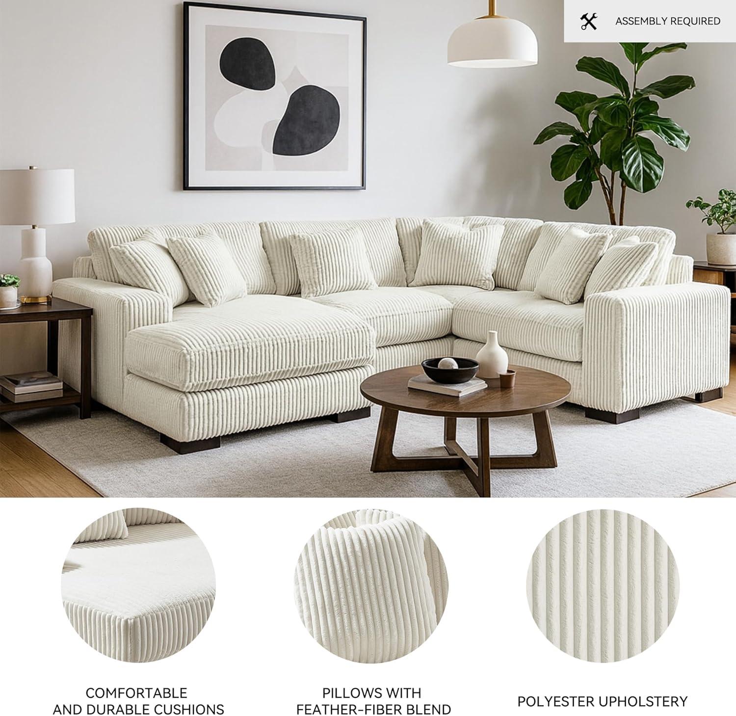 imageSignature Design by Ashley Lindyn Casual Anti Sag 3Piece Sectional with Double Chaise Reversible Cushions and 5 Accent Pillows GrayWhite