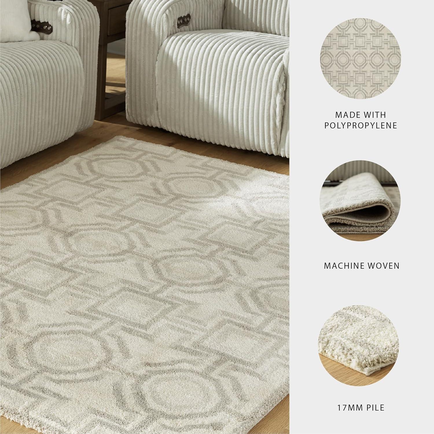 imageSignature Design by Ashley Maconville Modern Indoor Geometric Rectangular 8 x 10 Area Rug Beige amp Gray