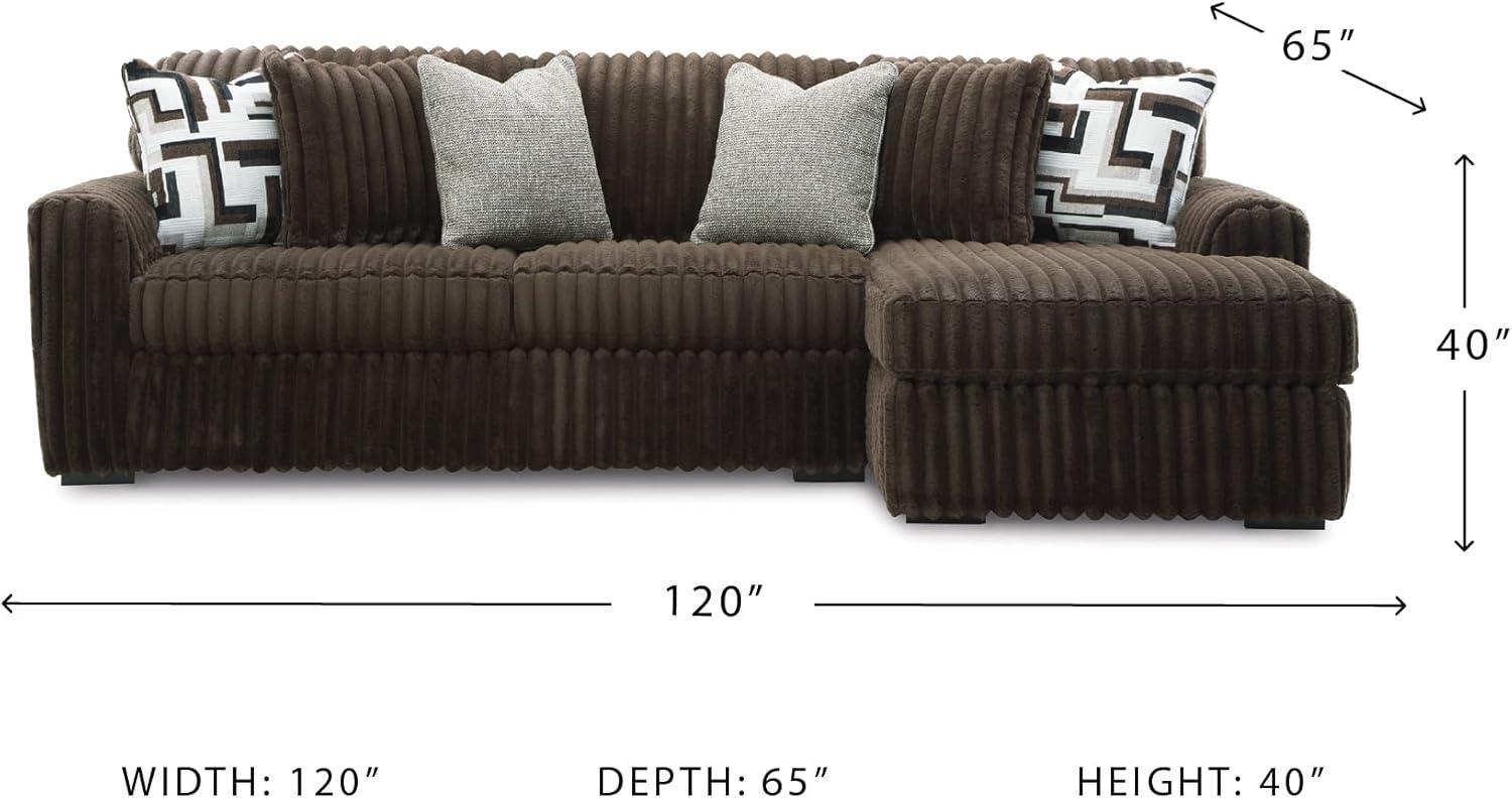 imageSignature Design by Ashley MidnightMadness Contemporary Symmetrical 2Piece Sectional with Reversible Seat Cushion Dark BrownBrown