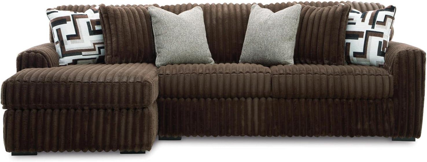 imageSignature Design by Ashley MidnightMadness Contemporary Symmetrical 2Piece Sectional with Reversible Seat Cushion Dark BrownBrown