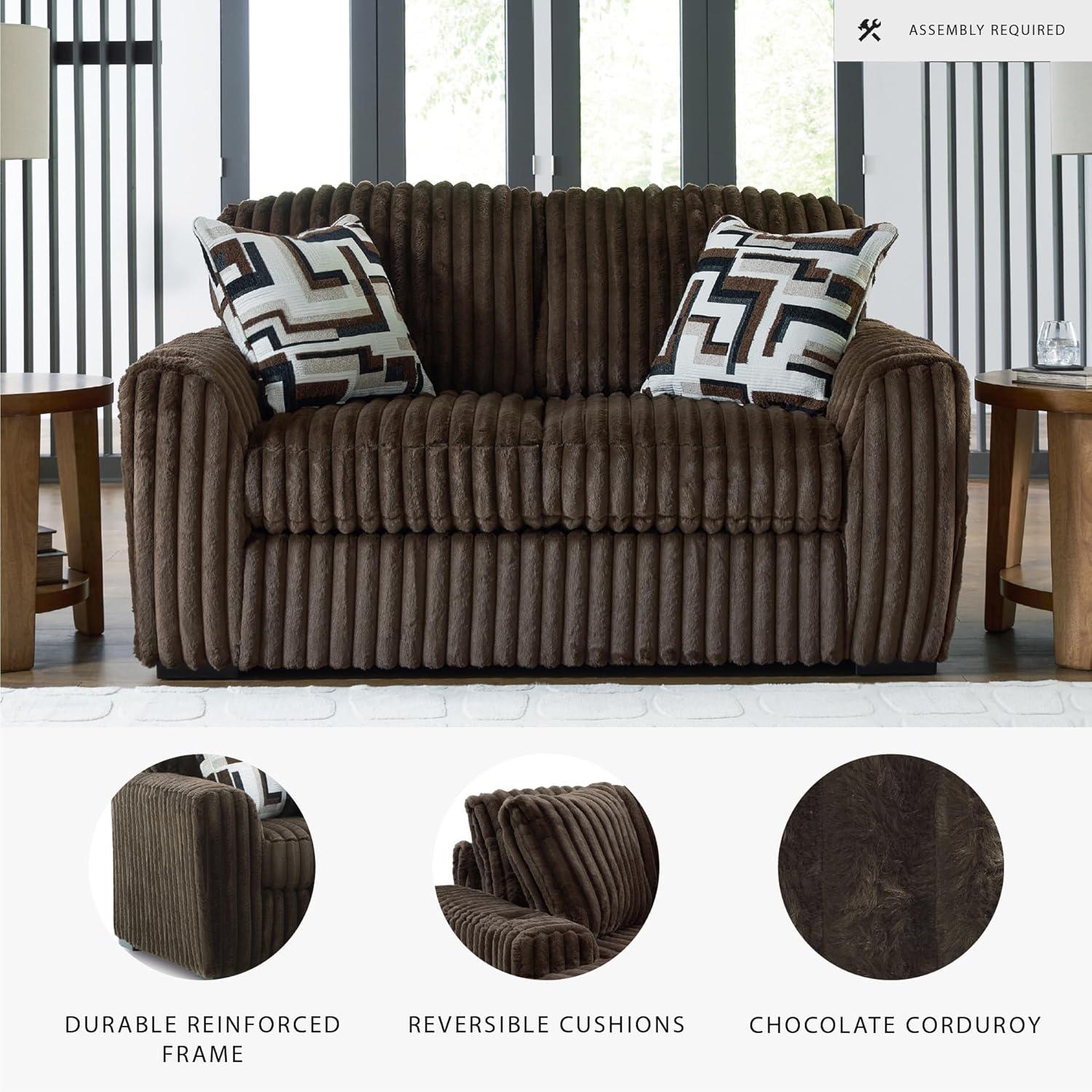 imageSignature Design by Ashley MidnightMadness Contemporary Symmetrical 2Piece Sectional with Reversible Seat Cushion Dark BrownBrown