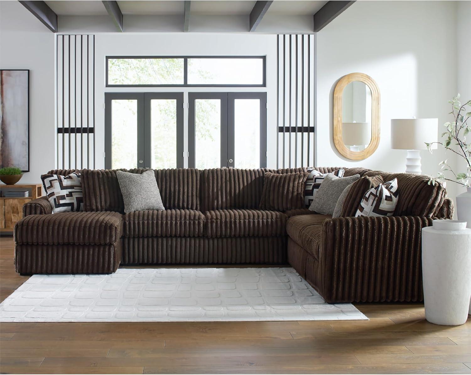 imageSignature Design by Ashley MidnightMadness Contemporary Symmetrical 2Piece Sectional with Reversible Seat Cushion Dark BrownBrown