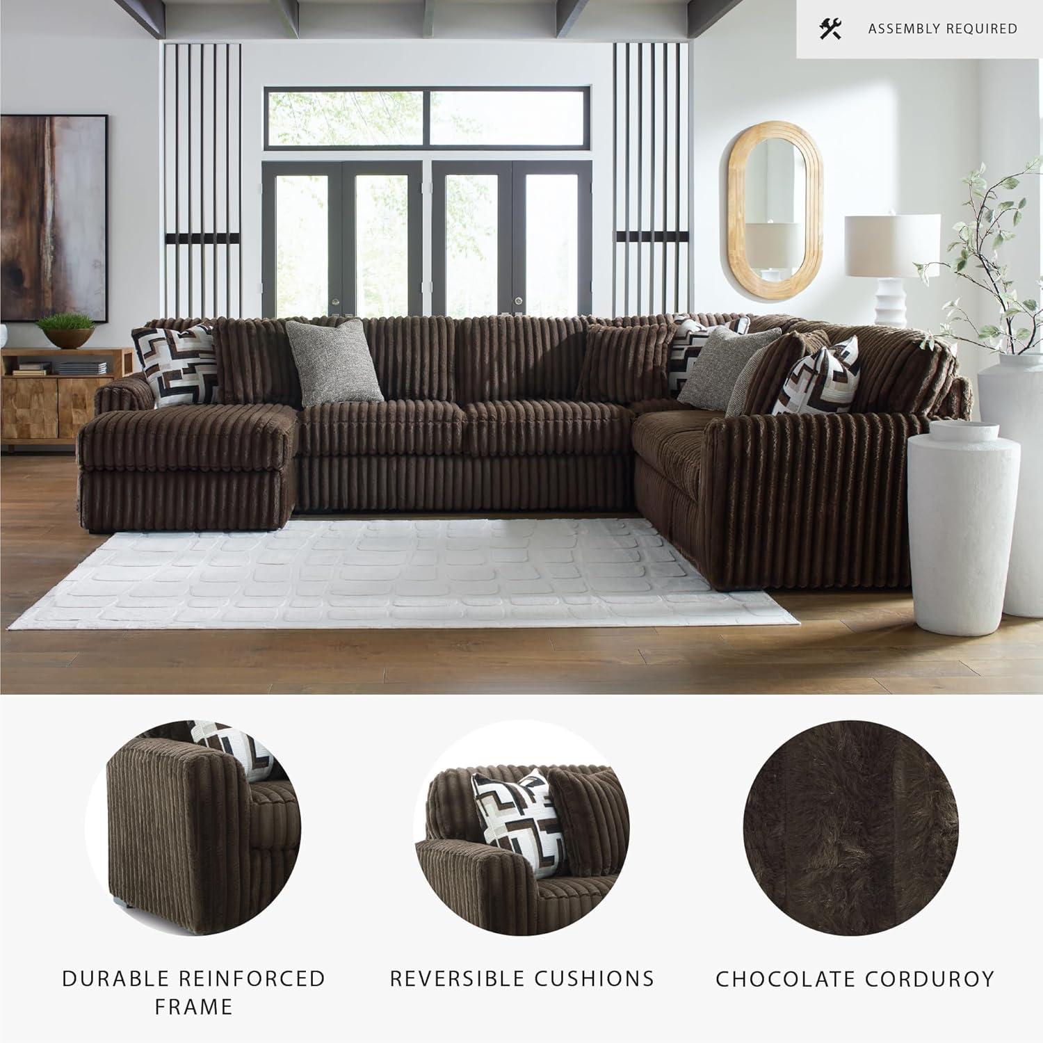 imageSignature Design by Ashley MidnightMadness Contemporary Symmetrical 2Piece Sectional with Reversible Seat Cushion Dark BrownBrown
