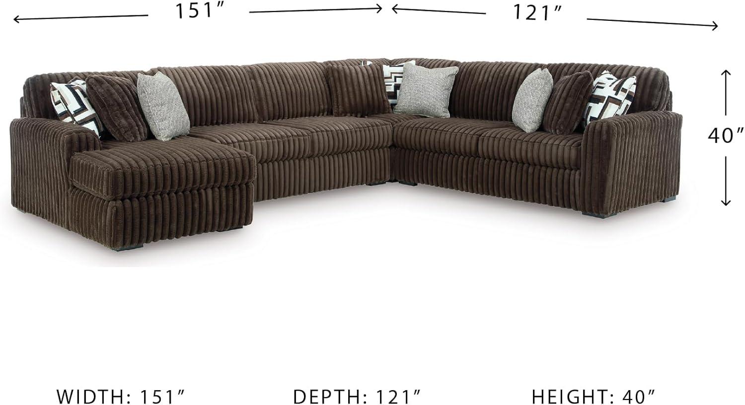imageSignature Design by Ashley MidnightMadness Contemporary Symmetrical 2Piece Sectional with Reversible Seat Cushion Dark BrownBrown