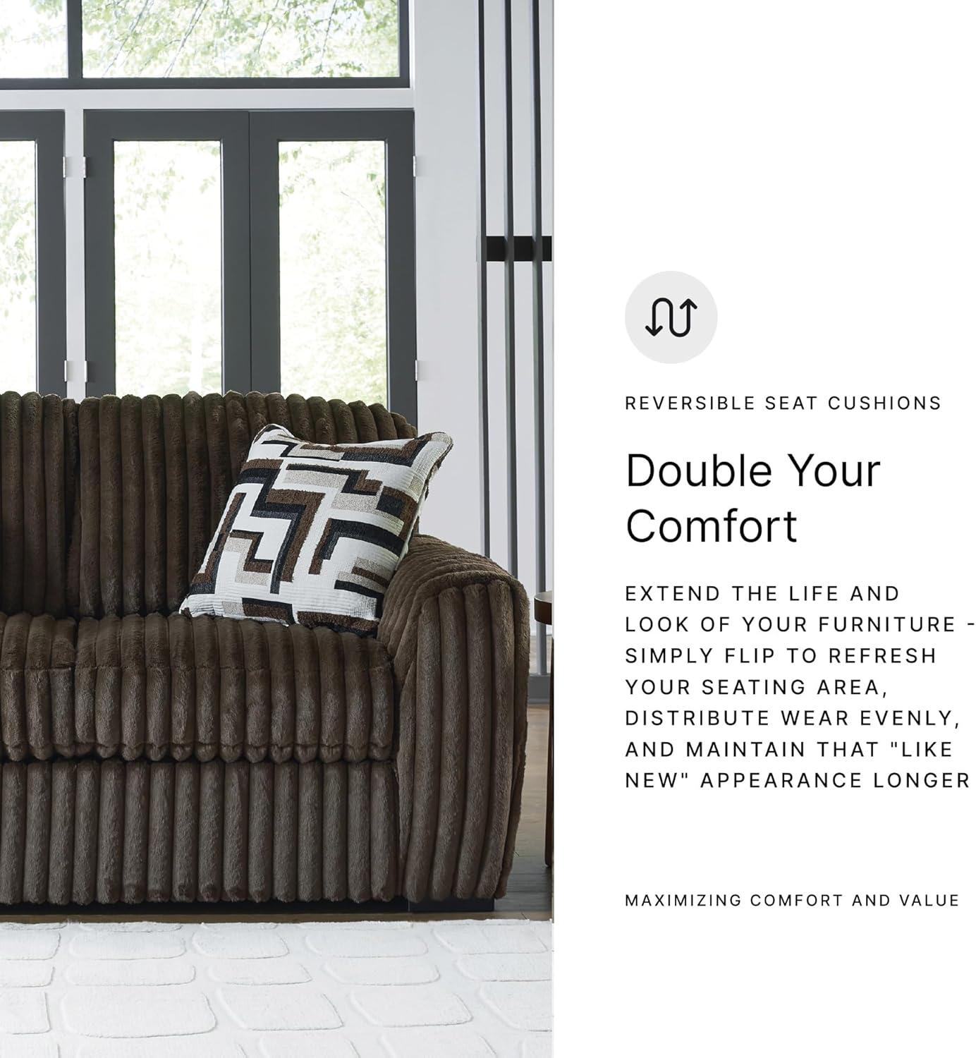 imageSignature Design by Ashley MidnightMadness Contemporary Symmetrical 2Piece Sectional with Reversible Seat Cushion Dark BrownBrown
