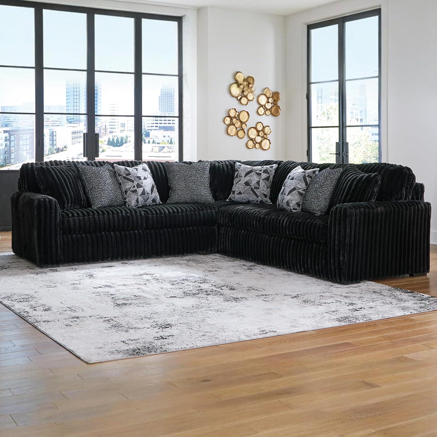 imageSignature Design by Ashley MidnightMadness Contemporary Symmetrical 2Piece Sectional with Reversible Seat Cushion Dark BrownOnyx