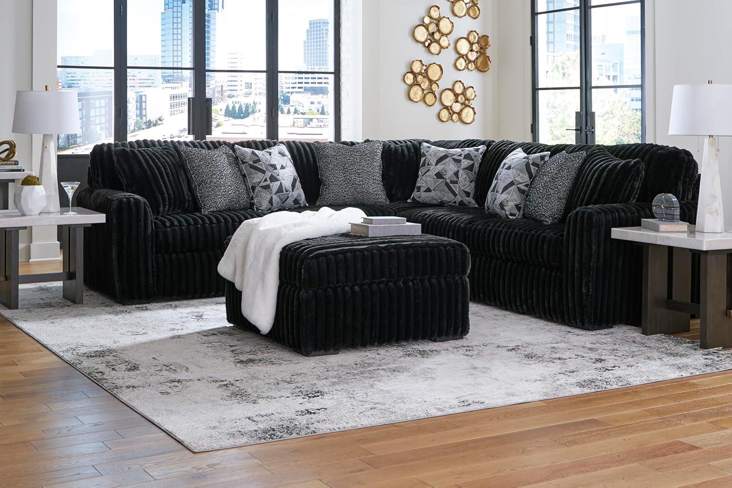 imageSignature Design by Ashley MidnightMadness Contemporary Symmetrical 2Piece Sectional with Reversible Seat Cushion Dark BrownOnyx