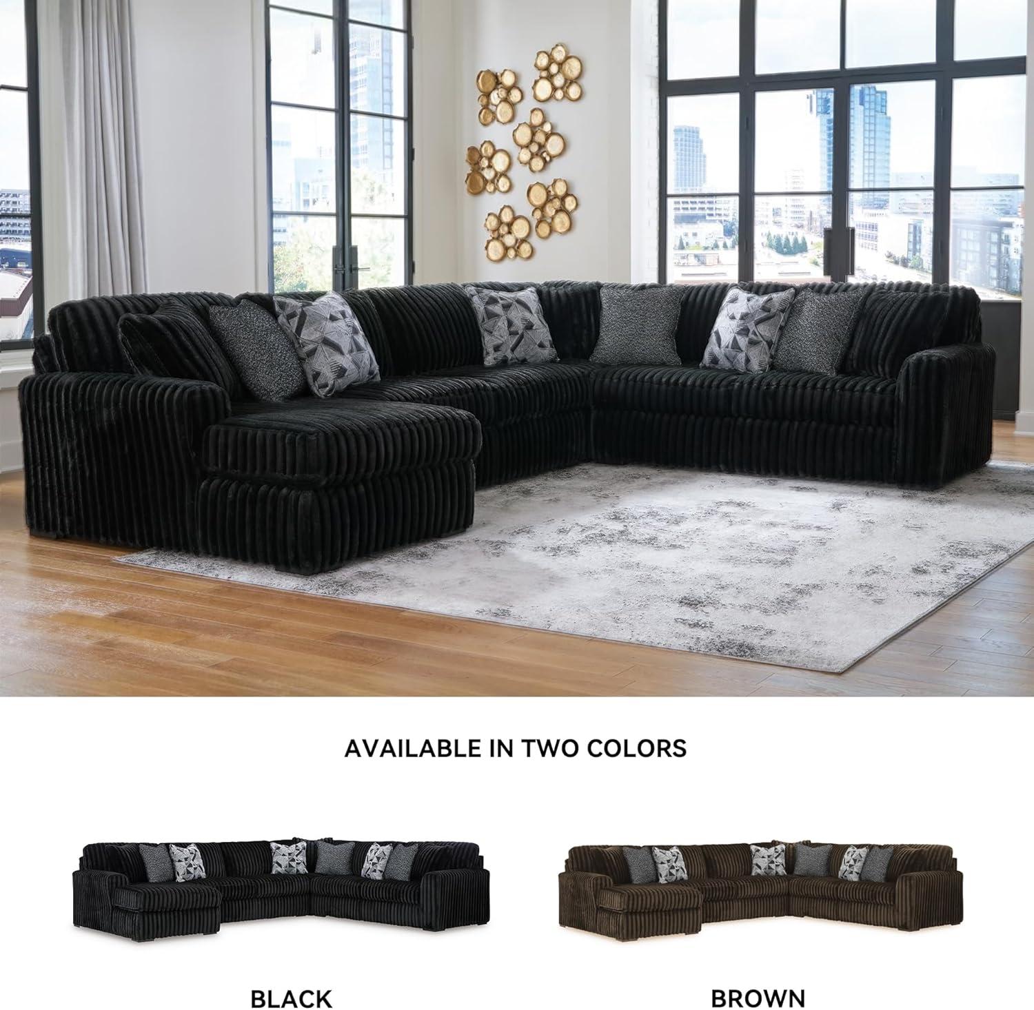 imageSignature Design by Ashley MidnightMadness Contemporary Symmetrical 2Piece Sectional with Reversible Seat Cushion Dark BrownOnyx