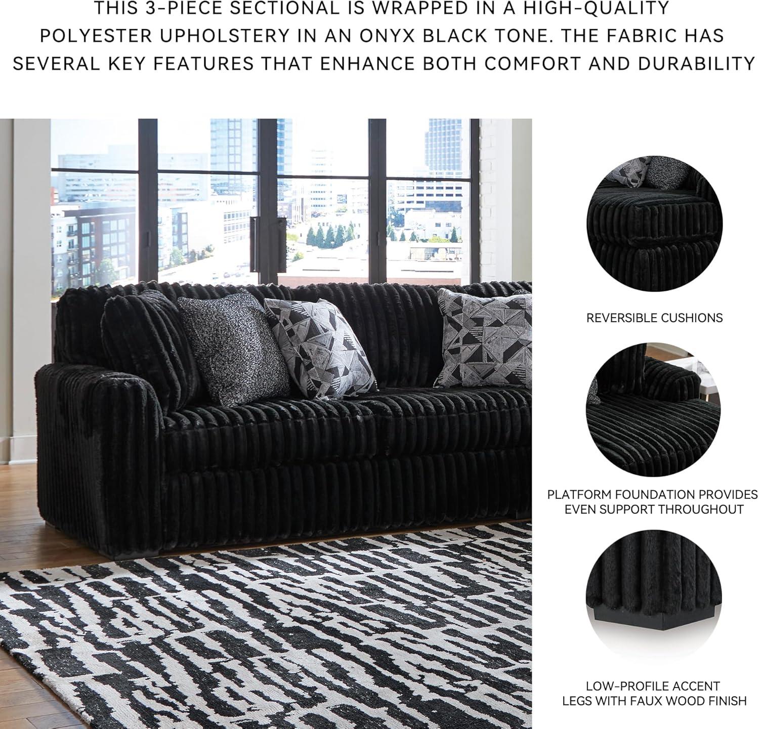 imageSignature Design by Ashley MidnightMadness Contemporary Symmetrical 2Piece Sectional with Reversible Seat Cushion Dark BrownOnyx