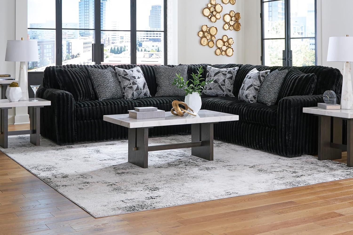 imageSignature Design by Ashley MidnightMadness Contemporary Symmetrical 2Piece Sectional with Reversible Seat Cushion Dark BrownOnyx