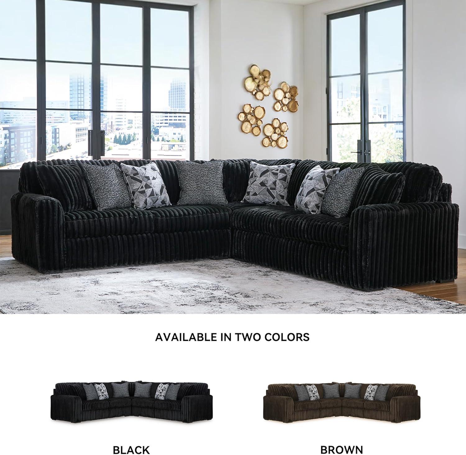 imageSignature Design by Ashley MidnightMadness Contemporary Symmetrical 2Piece Sectional with Reversible Seat Cushion Dark BrownOnyx