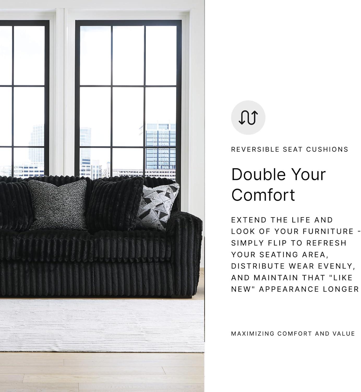 imageSignature Design by Ashley MidnightMadness Contemporary Symmetrical 2Piece Sectional with Reversible Seat Cushion Dark BrownOnyx