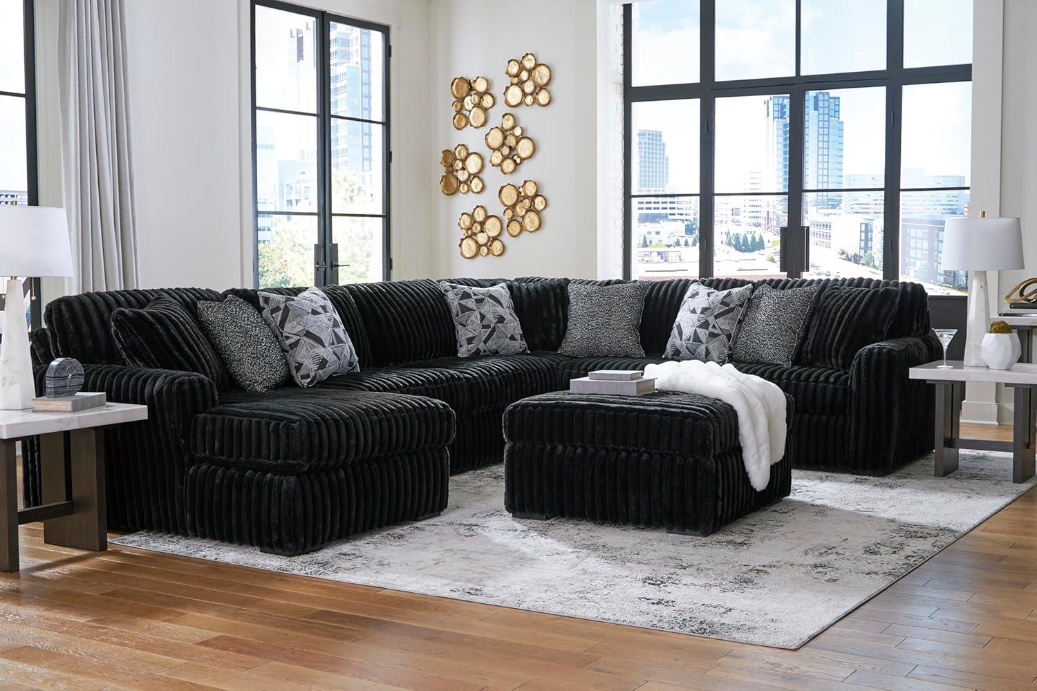 imageSignature Design by Ashley MidnightMadness Contemporary Symmetrical 2Piece Sectional with Reversible Seat Cushion Dark BrownOnyx