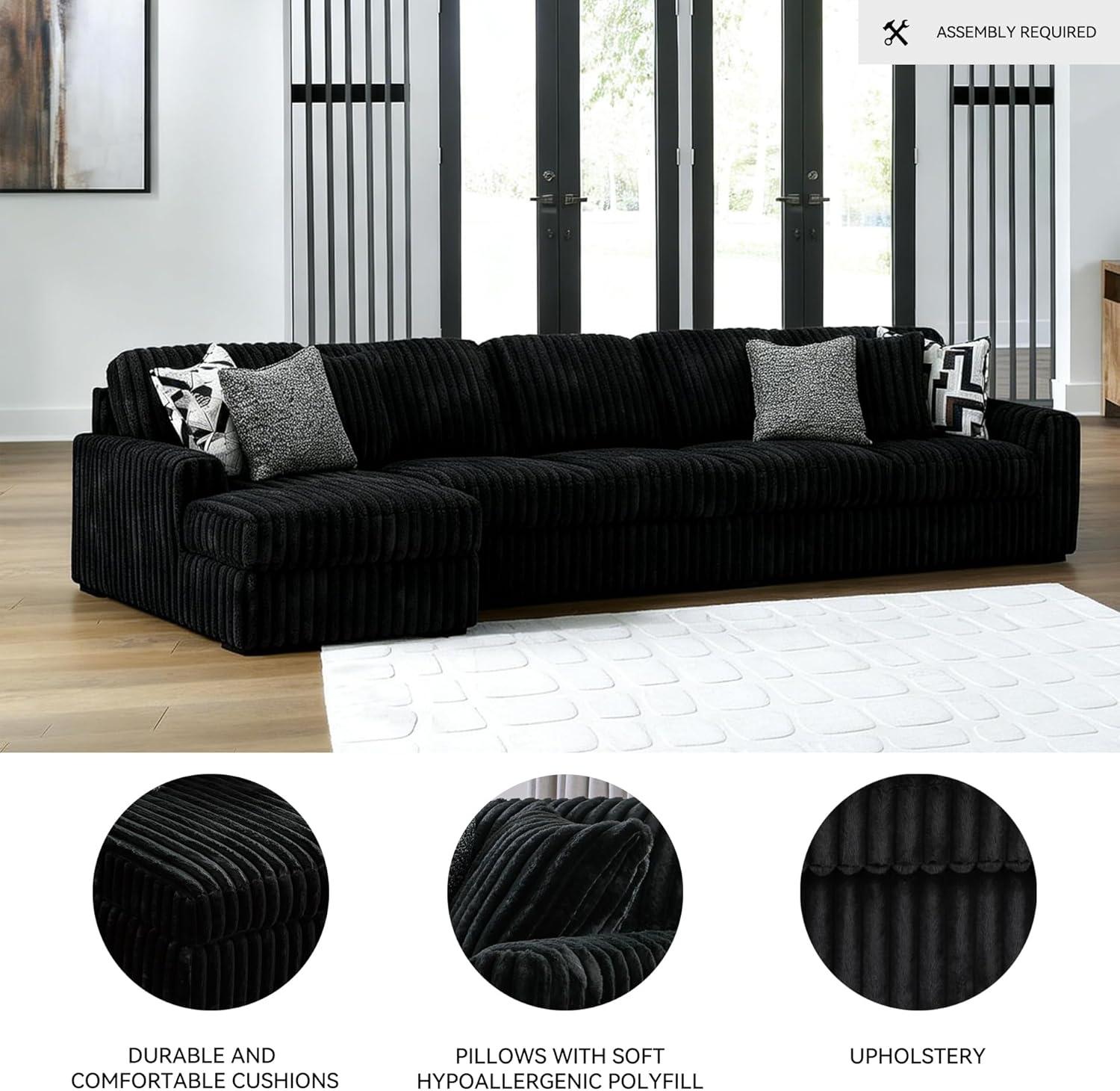 imageSignature Design by Ashley MidnightMadness Contemporary Symmetrical 2Piece Sectional with Reversible Seat Cushion Dark BrownOnyx