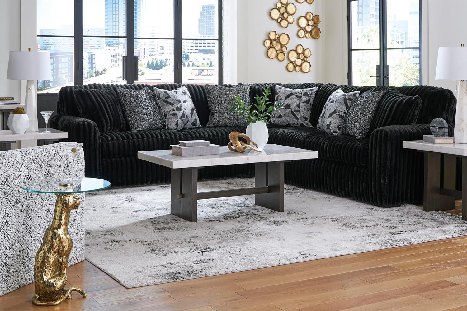 imageSignature Design by Ashley MidnightMadness Contemporary Symmetrical 2Piece Sectional with Reversible Seat Cushion Dark BrownOnyx