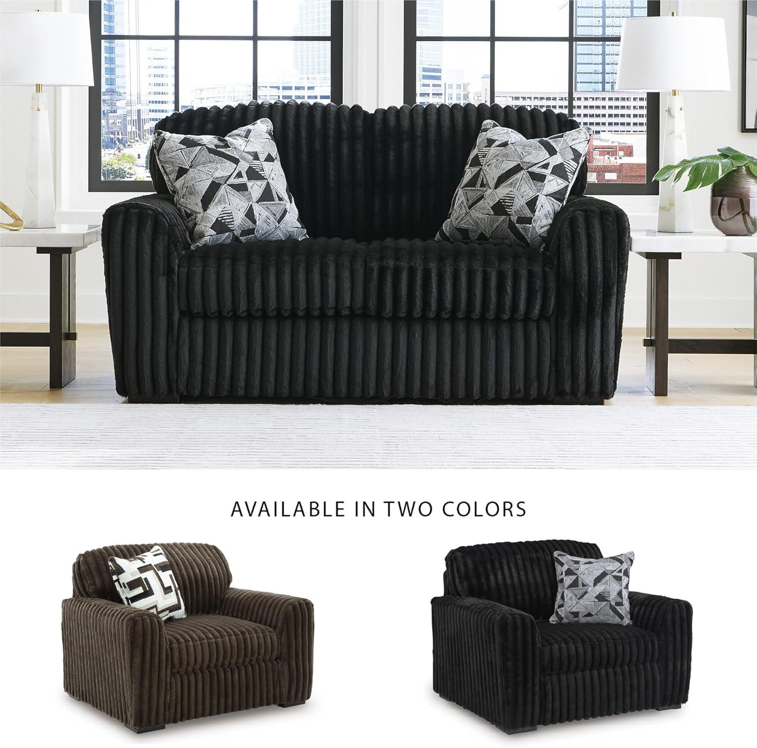 imageSignature Design by Ashley MidnightMadness Contemporary Symmetrical 2Piece Sectional with Reversible Seat Cushion Dark BrownOnyx