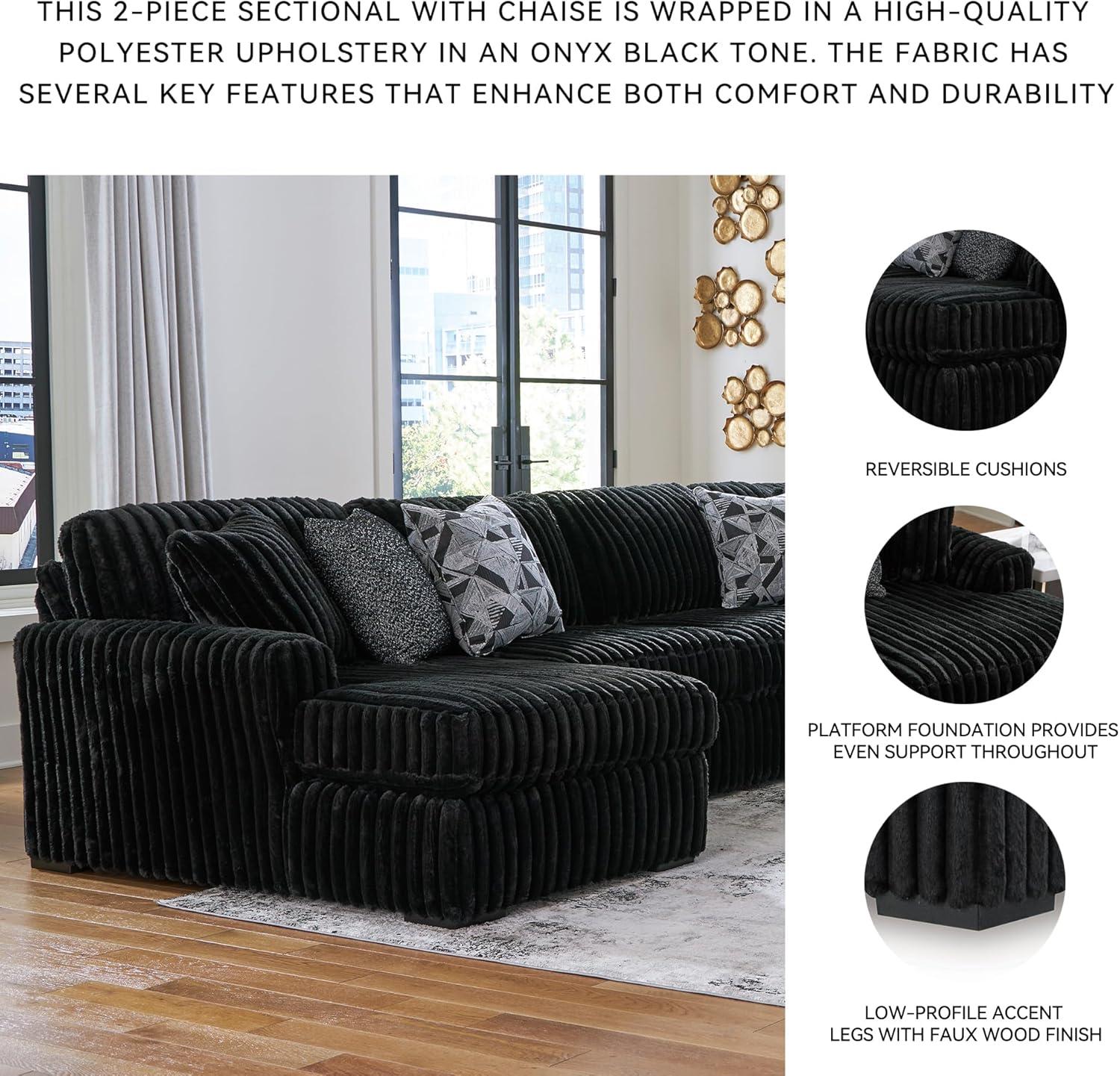 imageSignature Design by Ashley MidnightMadness Contemporary Symmetrical 2Piece Sectional with Reversible Seat Cushion Dark BrownOnyx