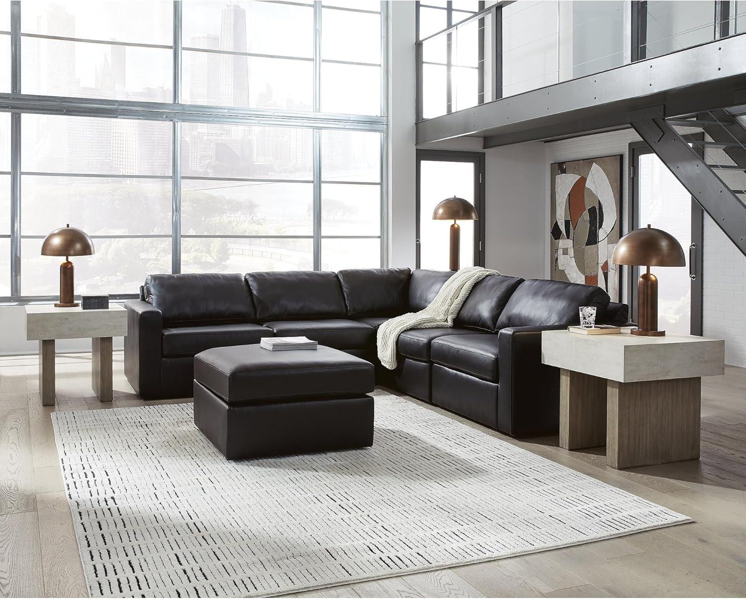 imageSignature Design by Ashley ModMax II Modern Leather Match Oversized Accent Ottoman with NonSkid Legs Black32D x 32W x 20H