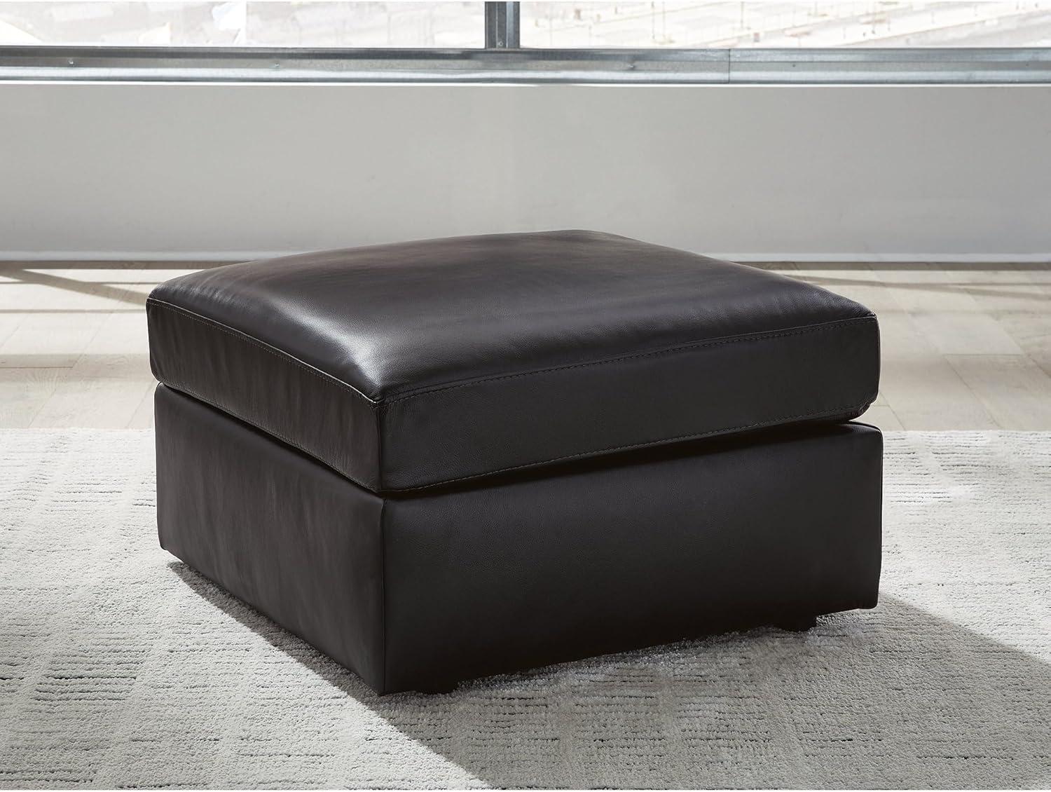imageSignature Design by Ashley ModMax II Modern Leather Match Oversized Accent Ottoman with NonSkid Legs Black32D x 32W x 20H