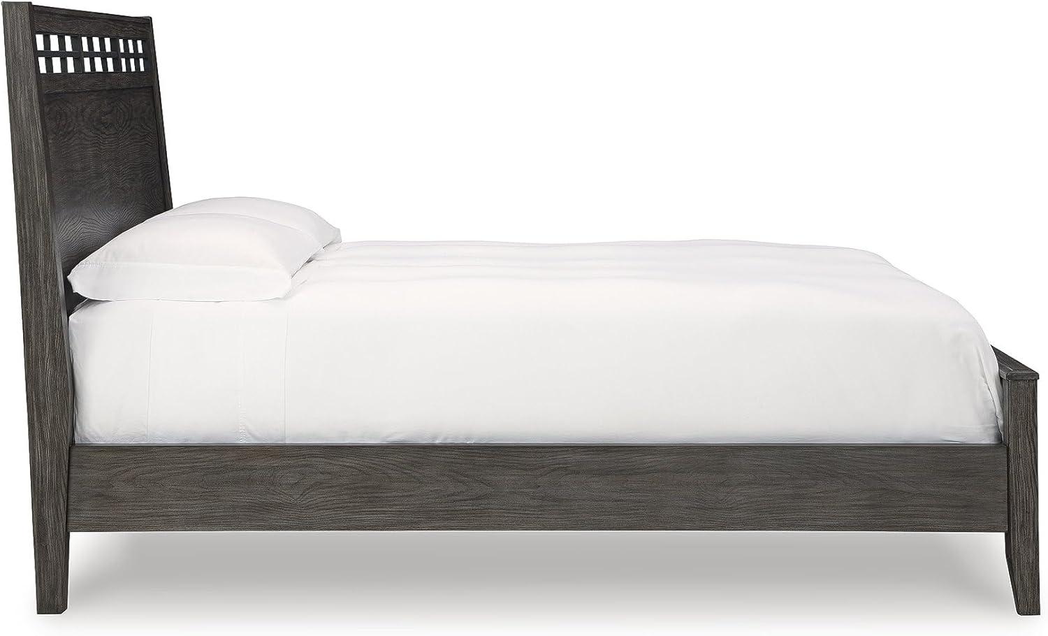 imageSignature Design by Ashley Montillan Contemporary King Panel Bed with LayBack Headboard Foundation or Box Spring Needed Dark BrownCalifornia King Panel Bed