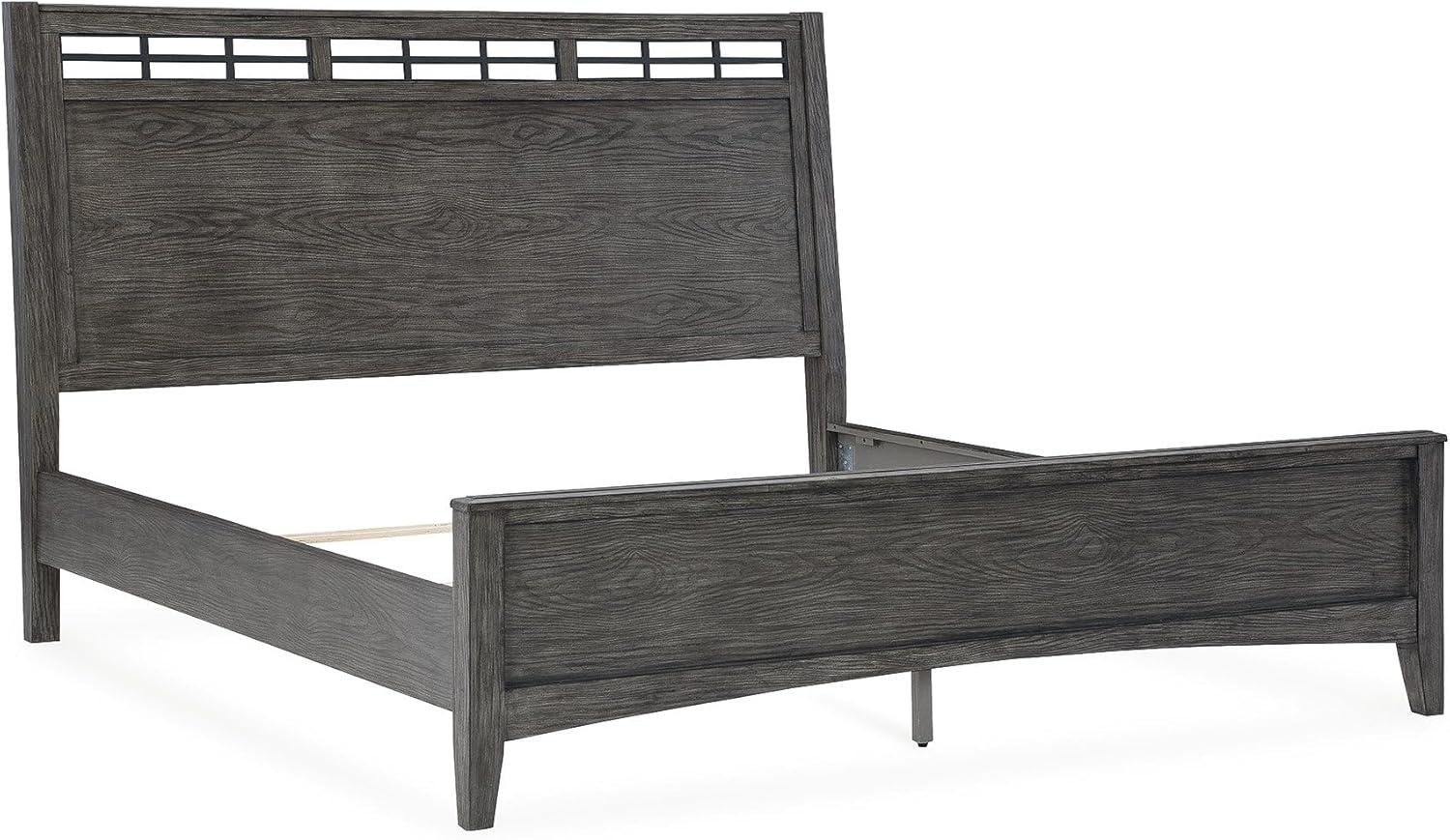 imageSignature Design by Ashley Montillan Contemporary King Panel Bed with LayBack Headboard Foundation or Box Spring Needed Dark BrownCalifornia King Panel Bed