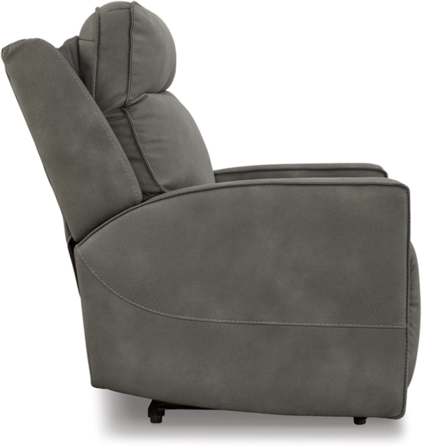 imageSignature Design by Ashley NextGen Durapella Modern Faux Leather Wall Hugger Power Recliner with Adjustable Headrest and USB Ports Gray