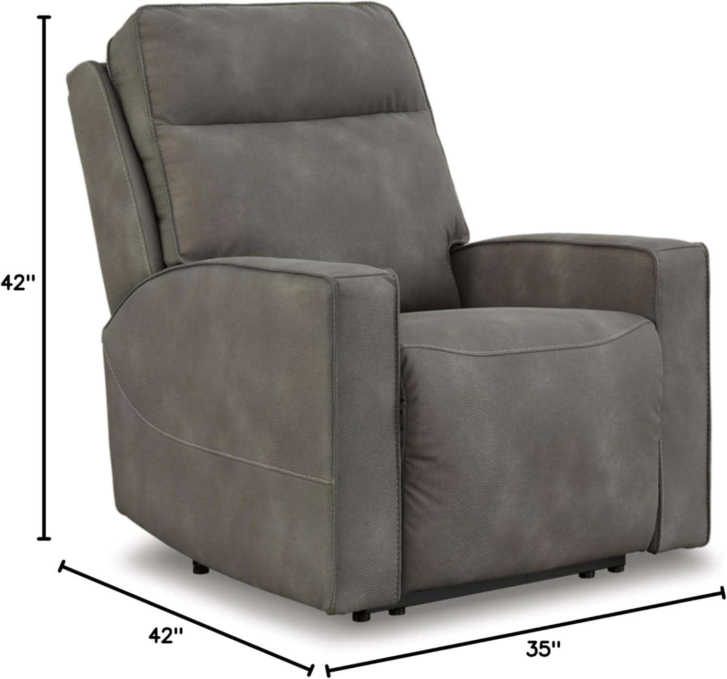 imageSignature Design by Ashley NextGen Durapella Modern Faux Leather Wall Hugger Power Recliner with Adjustable Headrest and USB Ports Gray