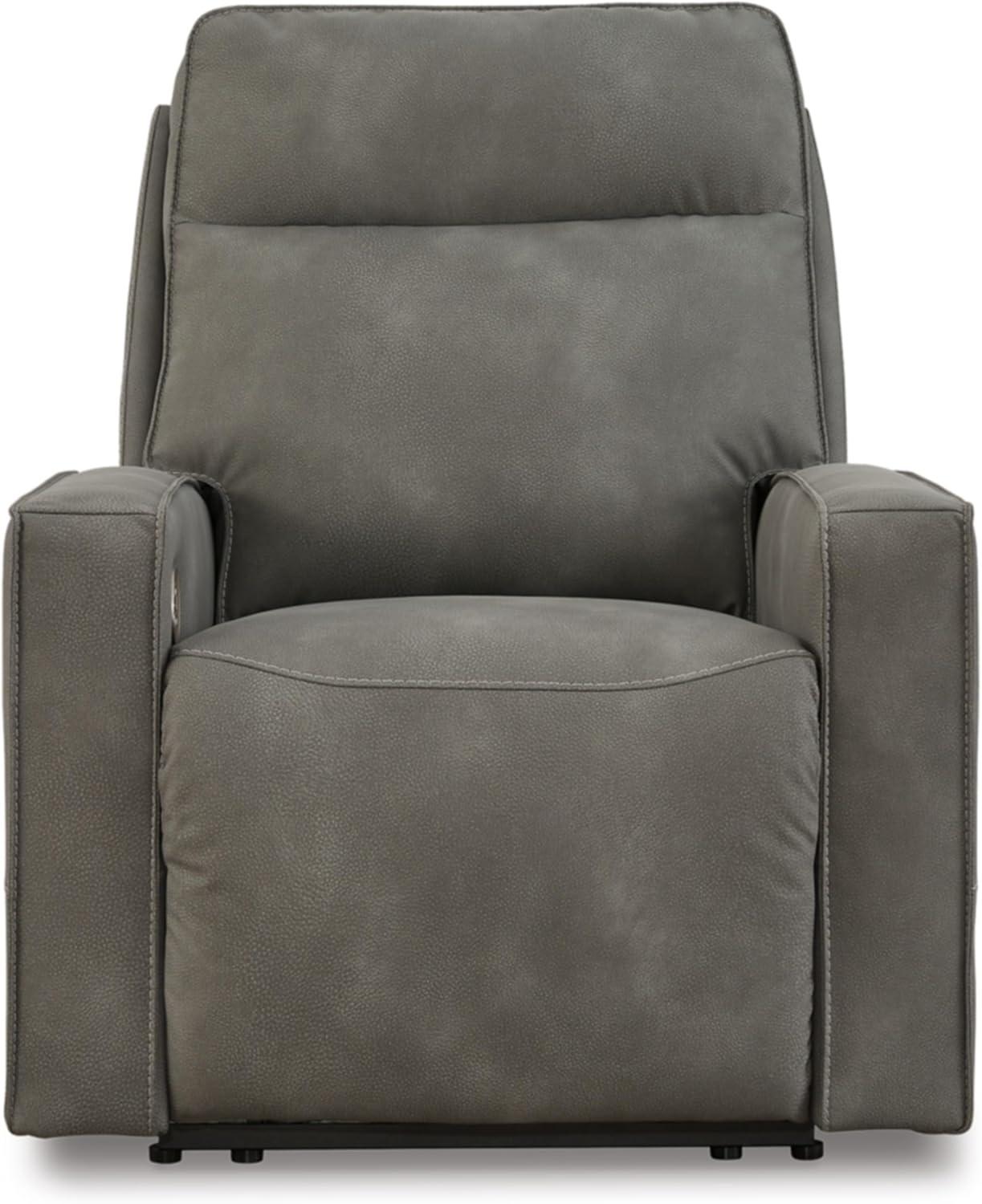imageSignature Design by Ashley NextGen Durapella Modern Faux Leather Wall Hugger Power Recliner with Adjustable Headrest and USB Ports Gray